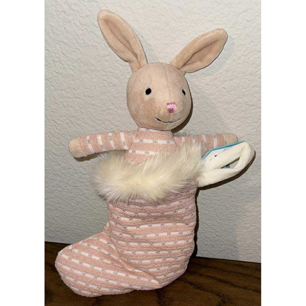 Jellycat Pink Shimmer Stocking Bunny Plush Rare AUTHENTIC NWT